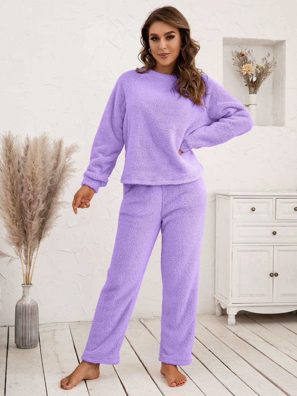 Teddy Long Sleeve Top and Pants Lounge Set in - photo
