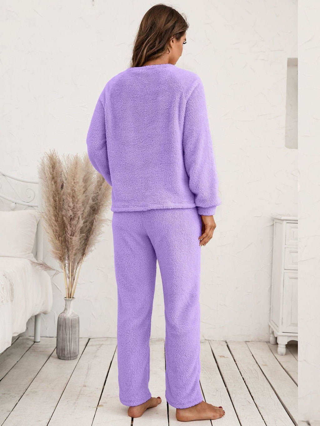 Teddy Long Sleeve Top and Pants Lounge Set in - photo