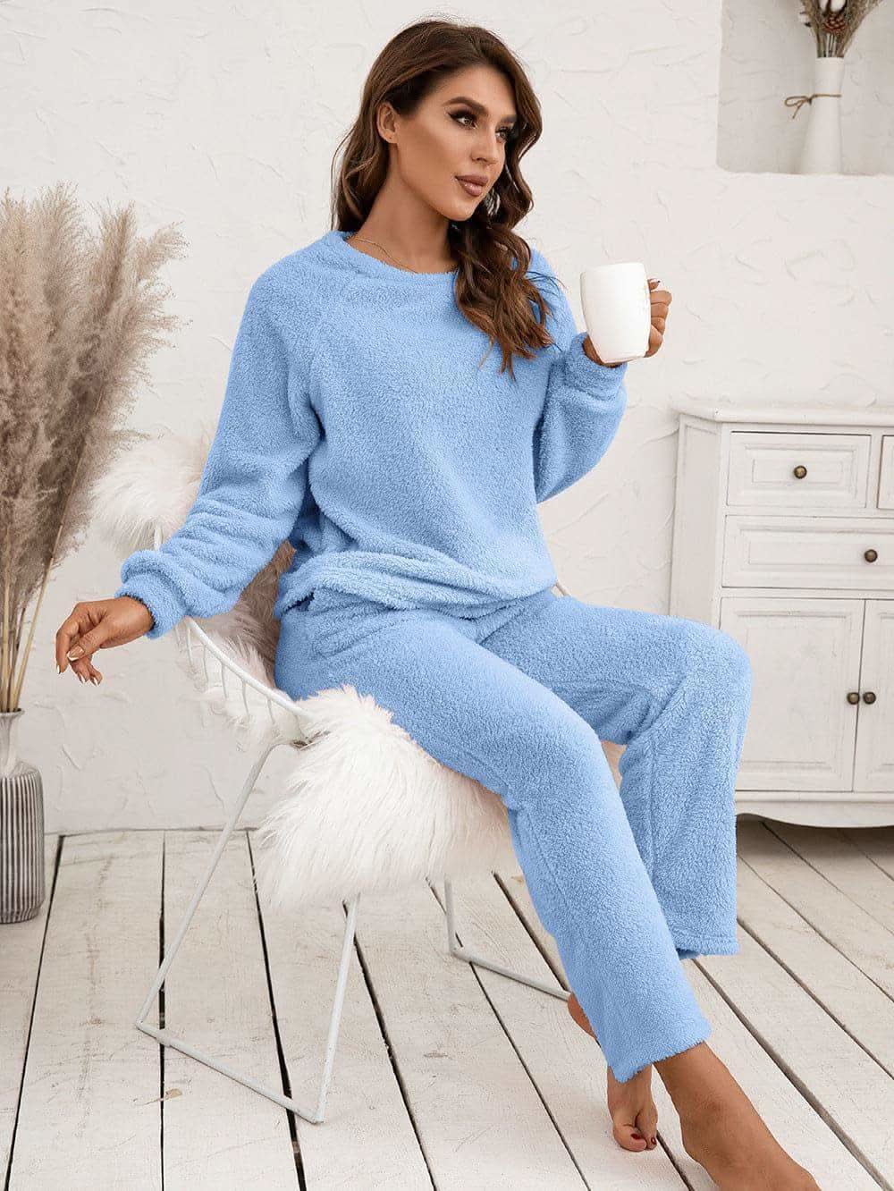 Teddy Long Sleeve Top and Pants Lounge Set in - photo