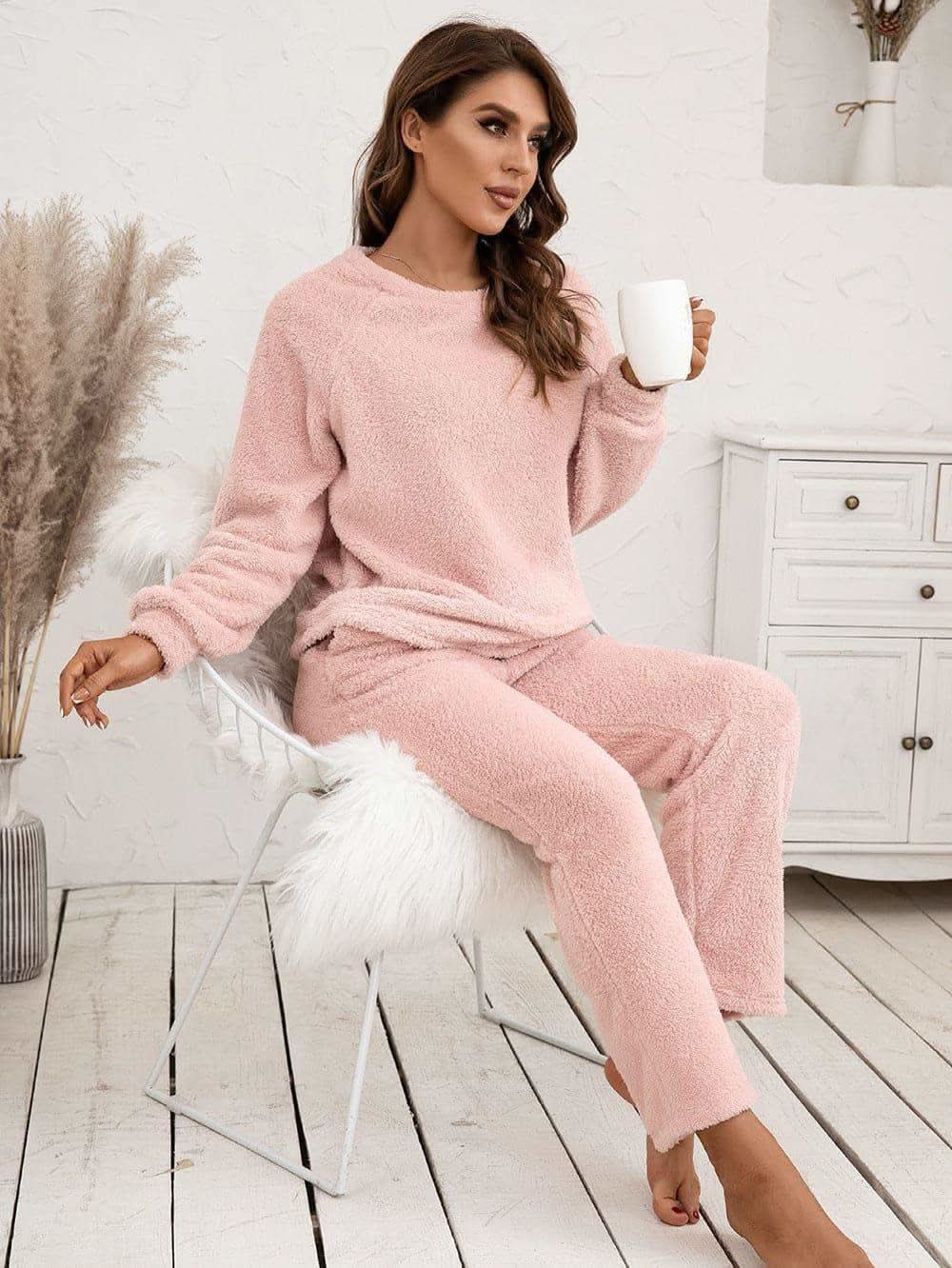 Teddy Long Sleeve Top and Pants Lounge Set in - photo
