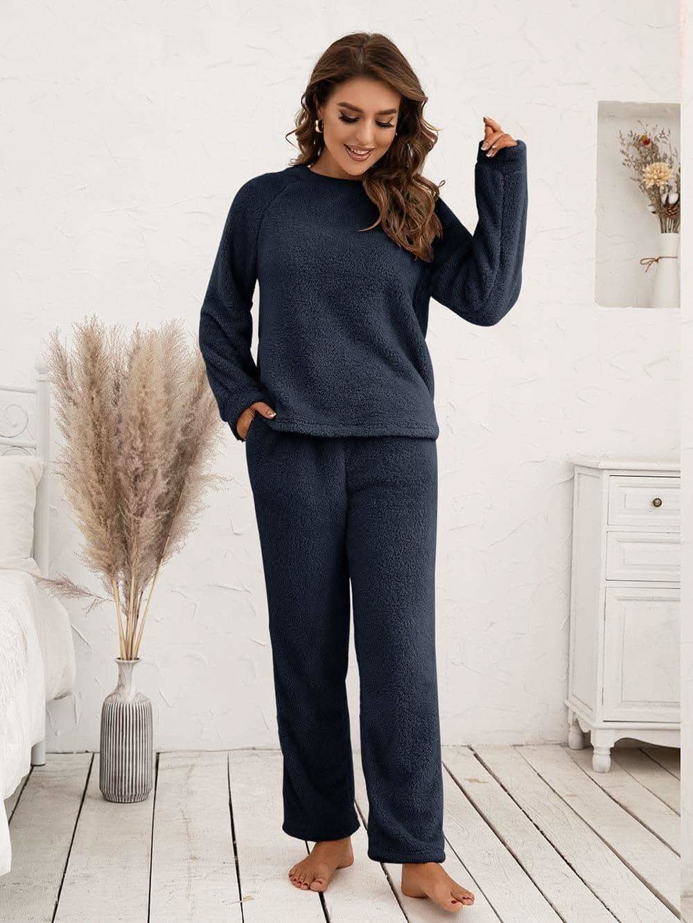 Teddy Long Sleeve Top and Pants Lounge Set in - photo