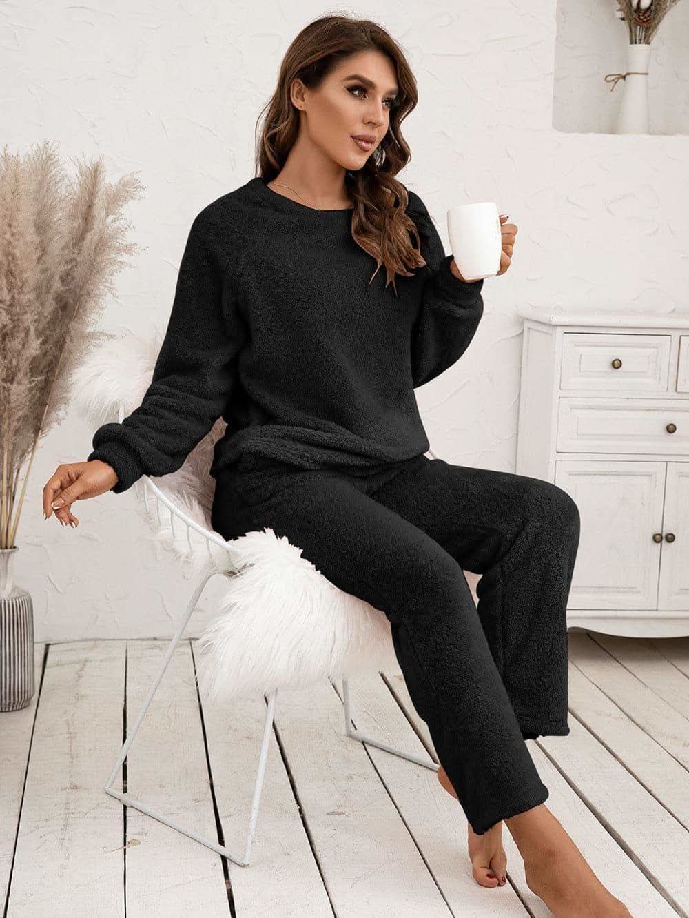Teddy Long Sleeve Top and Pants Lounge Set in - photo