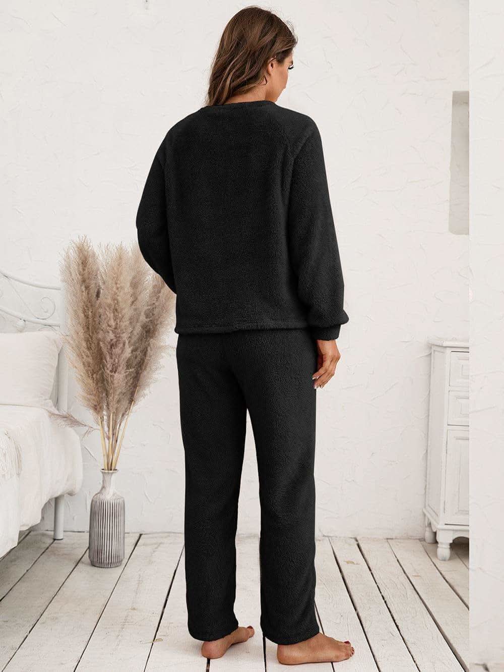 Teddy Long Sleeve Top and Pants Lounge Set in - photo