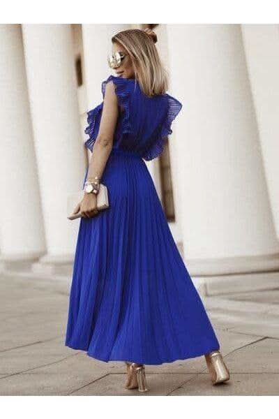 Whitney Tied Surplice Cap Sleeve Pleated Dress - SwagglyLife Home & Fashion Whitney Tied Surplice Cap Sleeve Pleated Dress - SwagglyLife Home & Fashion