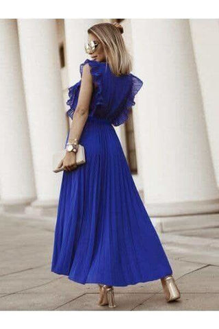 Whitney Tied Surplice Cap Sleeve Pleated Dress - SwagglyLife Home & Fashion Whitney Tied Surplice Cap Sleeve Pleated Dress - SwagglyLife Home & Fashion