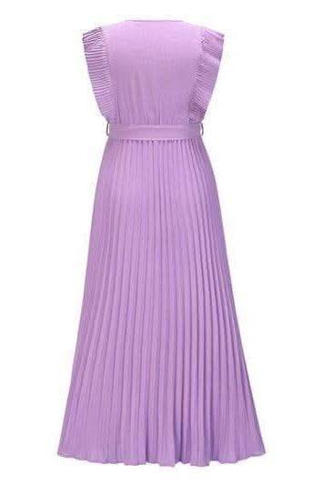 Whitney Tied Surplice Cap Sleeve Pleated Dress - SwagglyLife Home & Fashion Whitney Tied Surplice Cap Sleeve Pleated Dress - SwagglyLife Home & Fashion