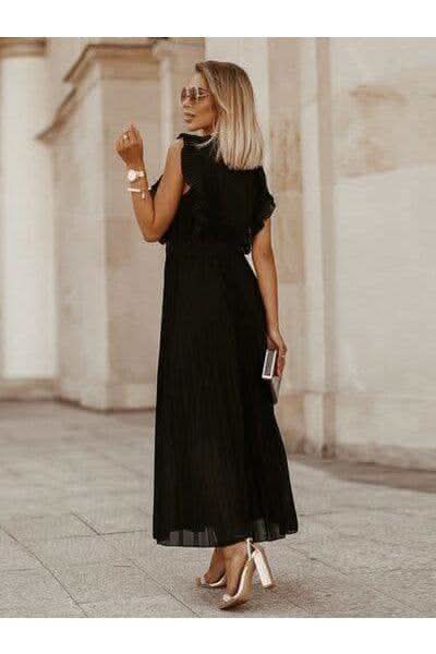 Whitney Tied Surplice Cap Sleeve Pleated Dress - SwagglyLife Home & Fashion Whitney Tied Surplice Cap Sleeve Pleated Dress - SwagglyLife Home & Fashion