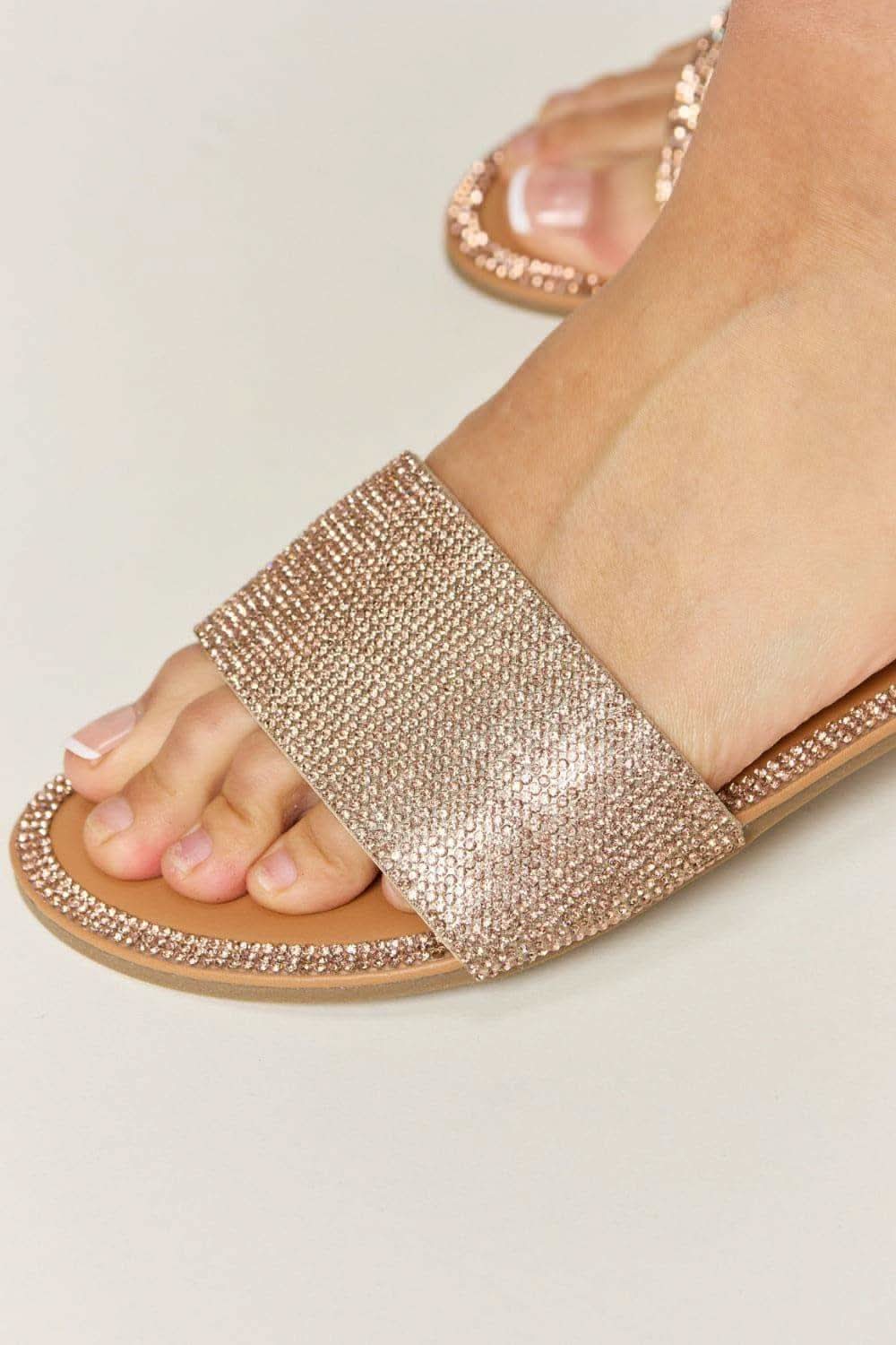 WILD DIVA Rhinestone Open Toe Flat Sandals in - Shoes photo