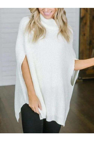 Turtleneck Slit Sweater - SwagglyLife Home & Fashion Turtleneck Slit Sweater - SwagglyLife Home & Fashion