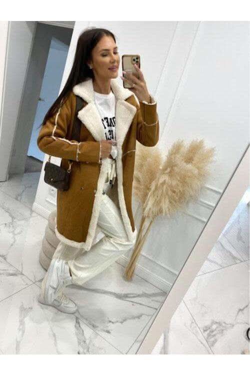 Wynne Lapel Collar Exposed Seam Buttoned Coat - SwagglyLife Home & Fashion