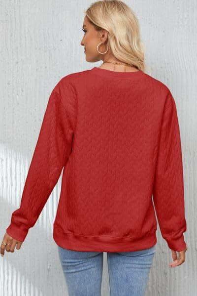 XOXO Heart Round Neck Dropped Shoulder Sweatshirt - SwagglyLife Home & Fashion XOXO Heart Round Neck Dropped Shoulder Sweatshirt - SwagglyLife Home & Fashion