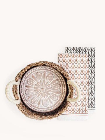 Bread Warmer & Basket Gift Set with Tea Towel - Vintage Flower