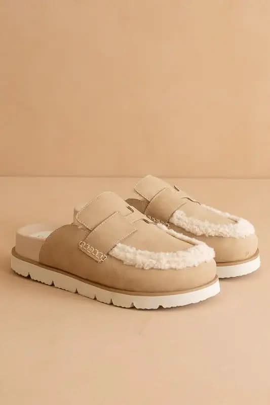 Oasis Society Avalon Suede Shearling Loafer Mule in - photo