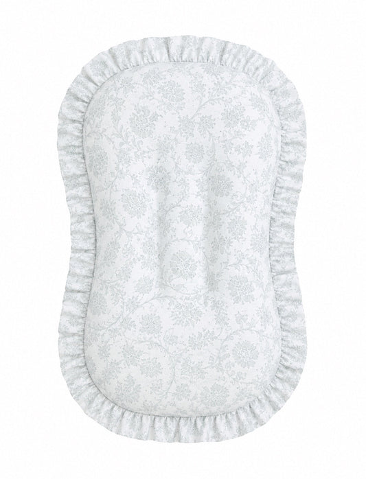 Little Mae & Co. Sage Green Chinoiserie Ruffle Baby Lounger Cover - Ruffle