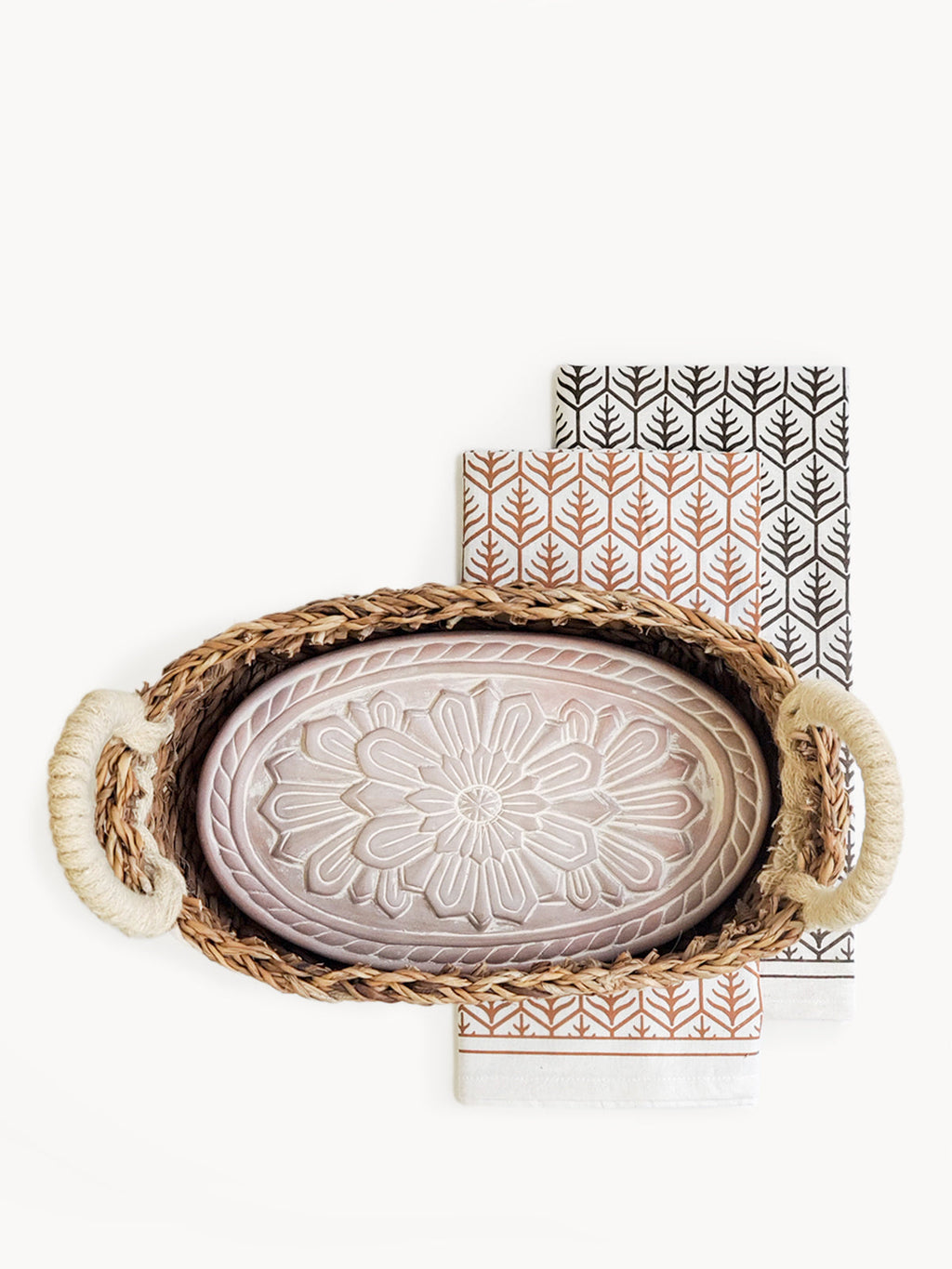Bread Warmer & Basket Gift Set with Tea Towel - Flower in - KITCHEN photo