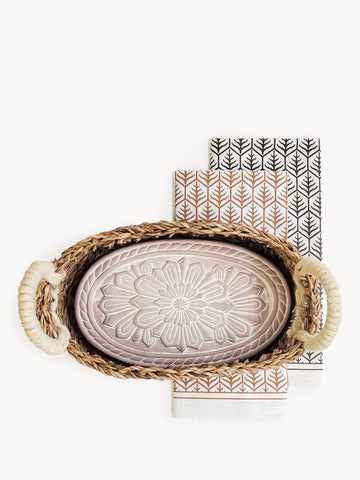 Bread Warmer & Basket Gift Set with Tea Towel - Flower in - KITCHEN photo
