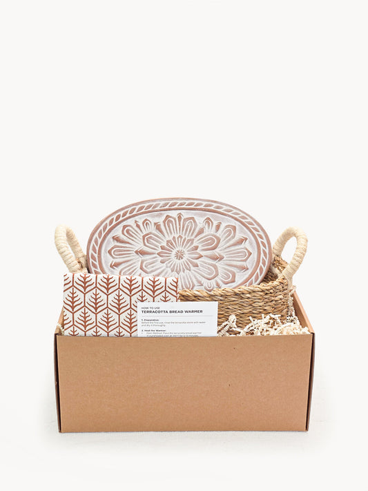 Bread Warmer & Basket Gift Set with Tea Towel - Flower in - KITCHEN photo