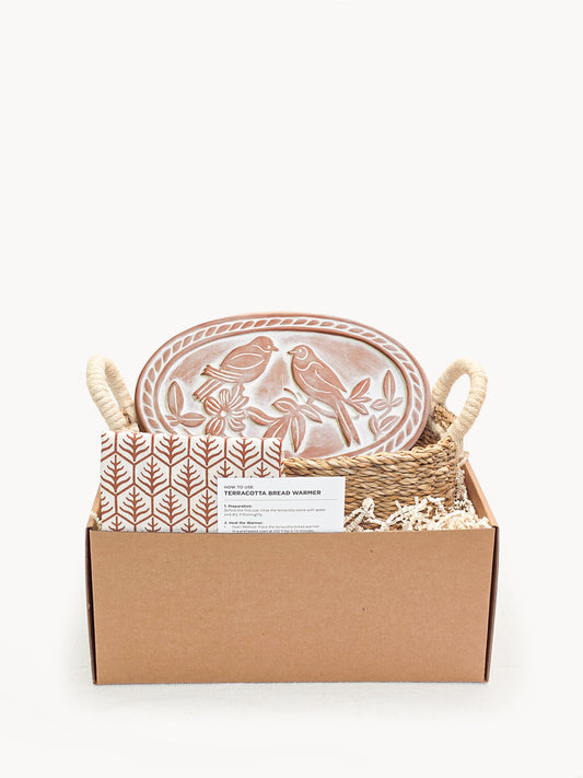 Bread Warmer & Basket Gift Set with Tea Towel - Lovebird Oval in - KITCHEN photo