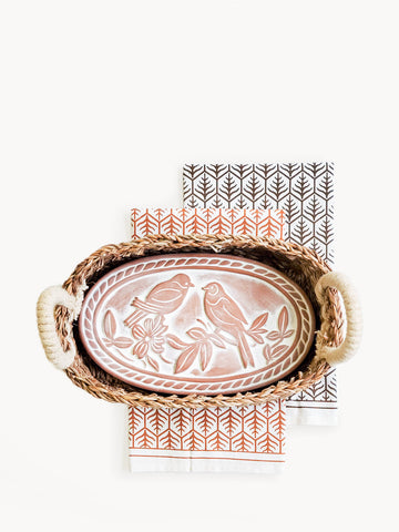 Bread Warmer & Basket Gift Set with Tea Towel - Lovebird Oval in - KITCHEN photo