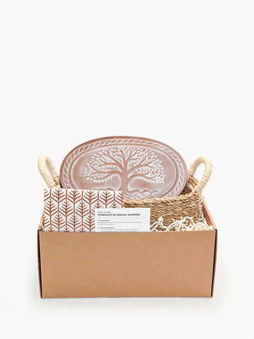 Bread Warmer & Basket Gift Set with Tea Towel - Tree of Life Oval in - KITCHEN photo