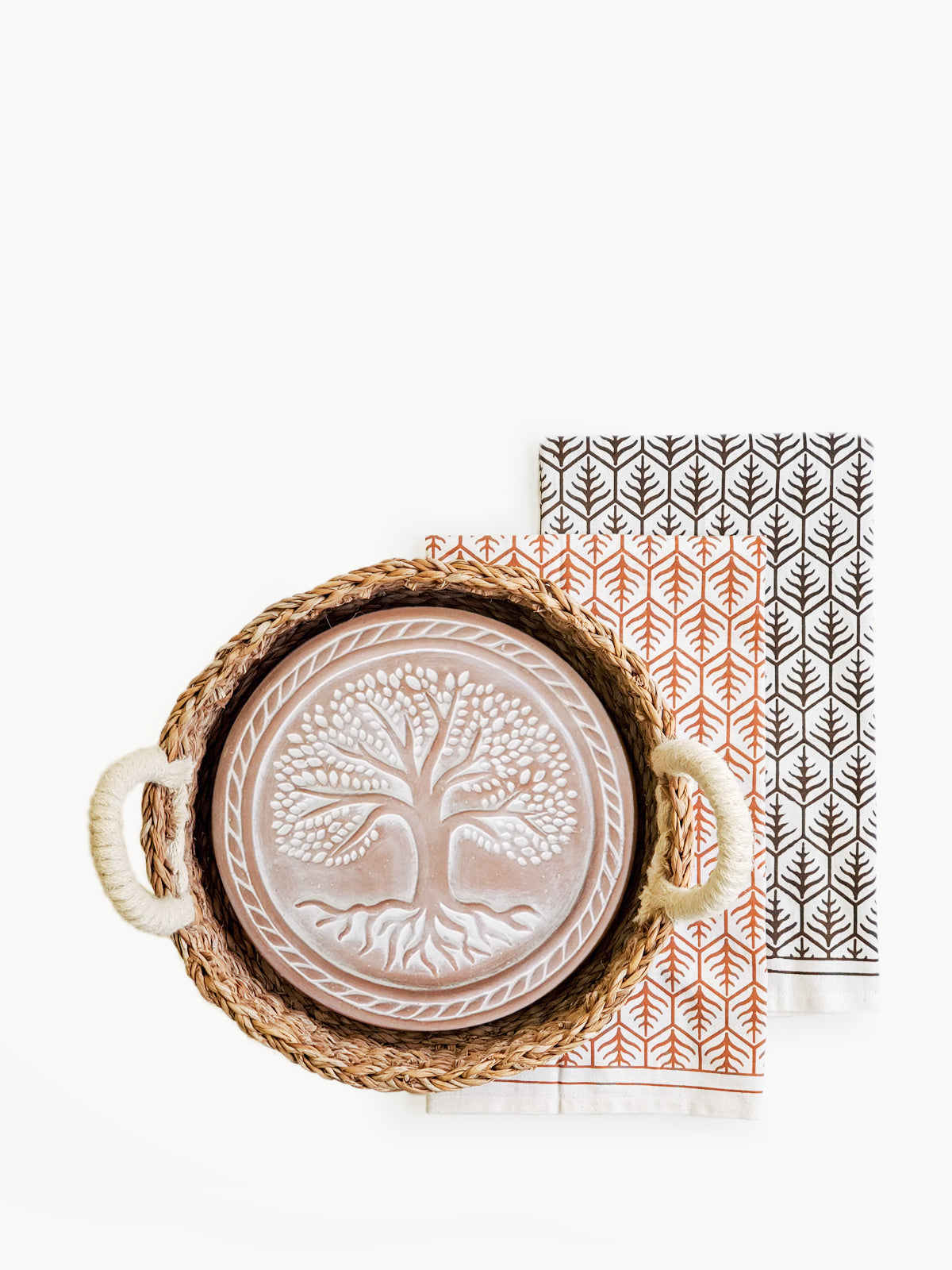 Bread Warmer & Basket Gift Set with Tea Towel - Tree of Life Round in - KITCHEN photo