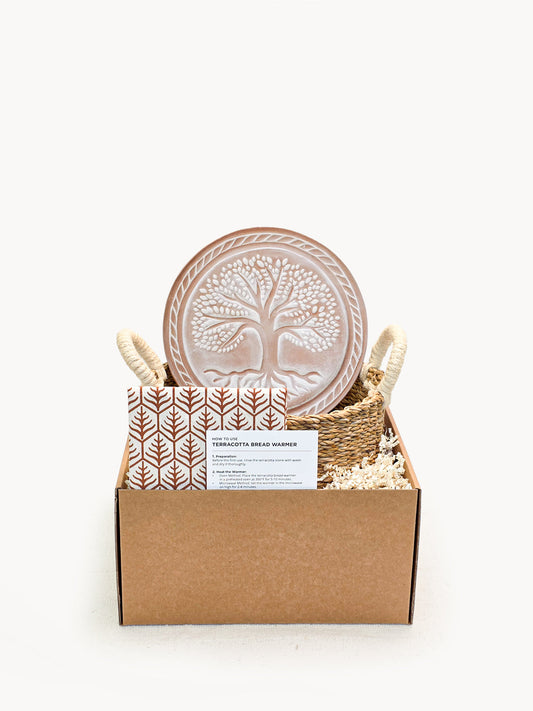 Bread Warmer & Basket Gift Set with Tea Towel - Tree of Life Round in - KITCHEN photo