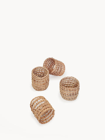 Woven Palm Fiber Napkin Ring - Natural (Set of 4) in - photo