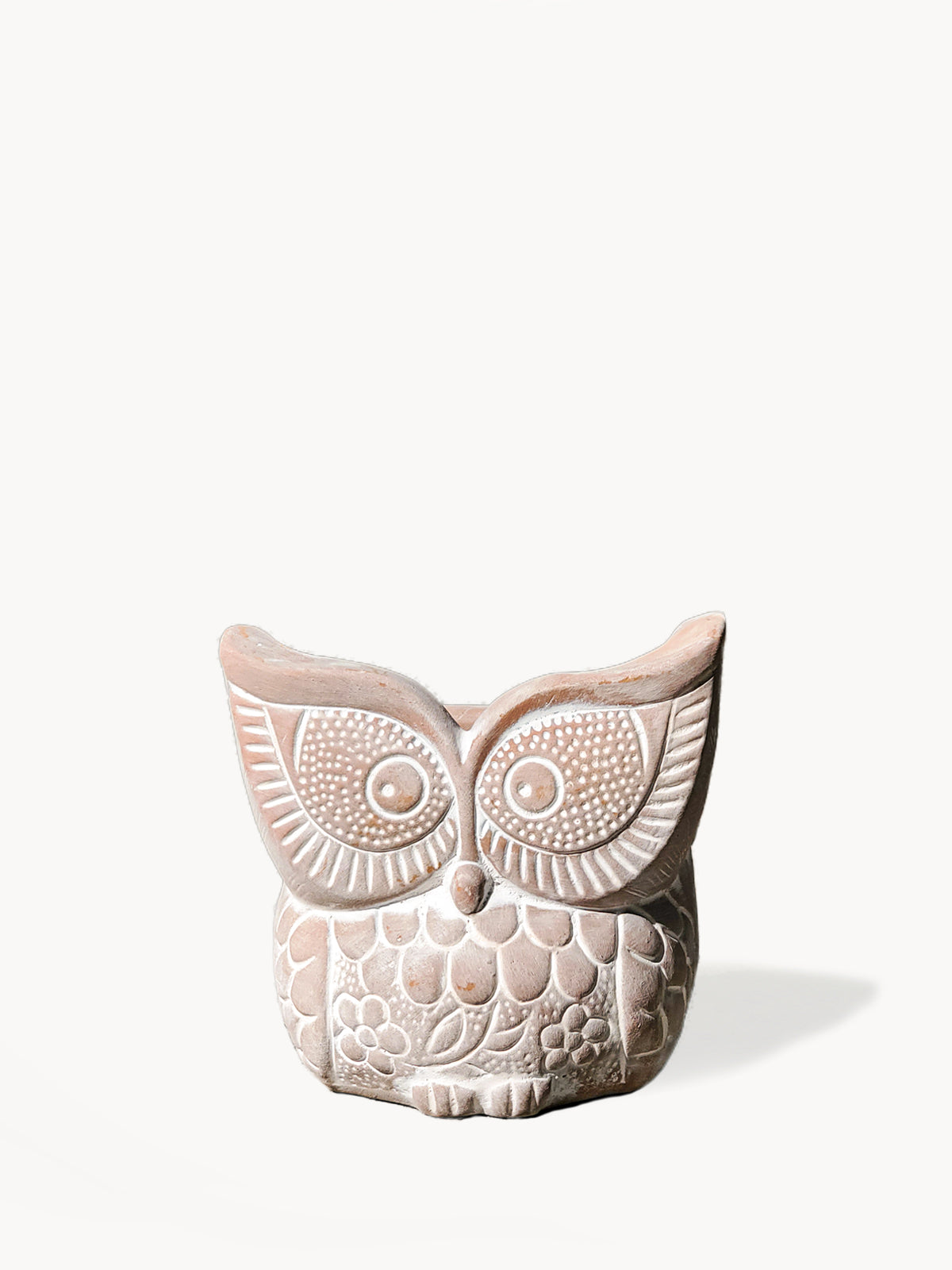 Terracotta Pot - Big Eye Owl in - photo