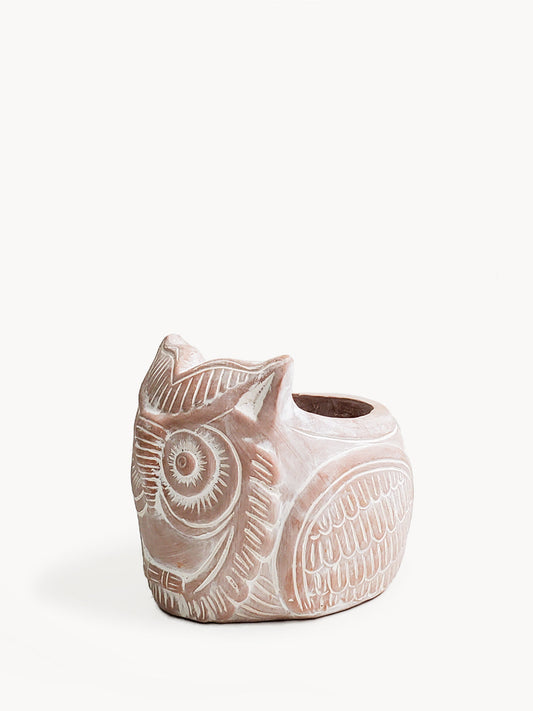 Terracotta Pot - Horned Owl in - PLANT DECOR photo