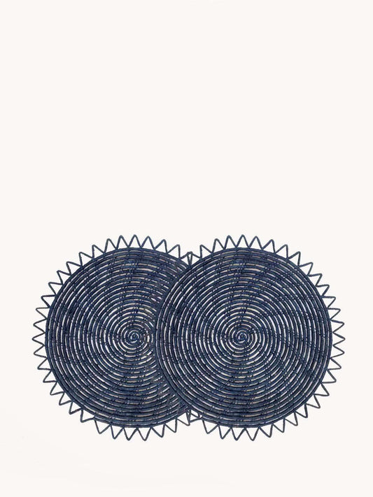 Surya Woven Palm Fiber Placemat - Indigo Blue (Set of 2) in - photo