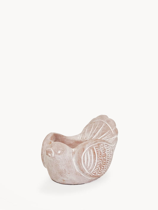 Terracotta Tea Light Candle Holder - Bird in - photo