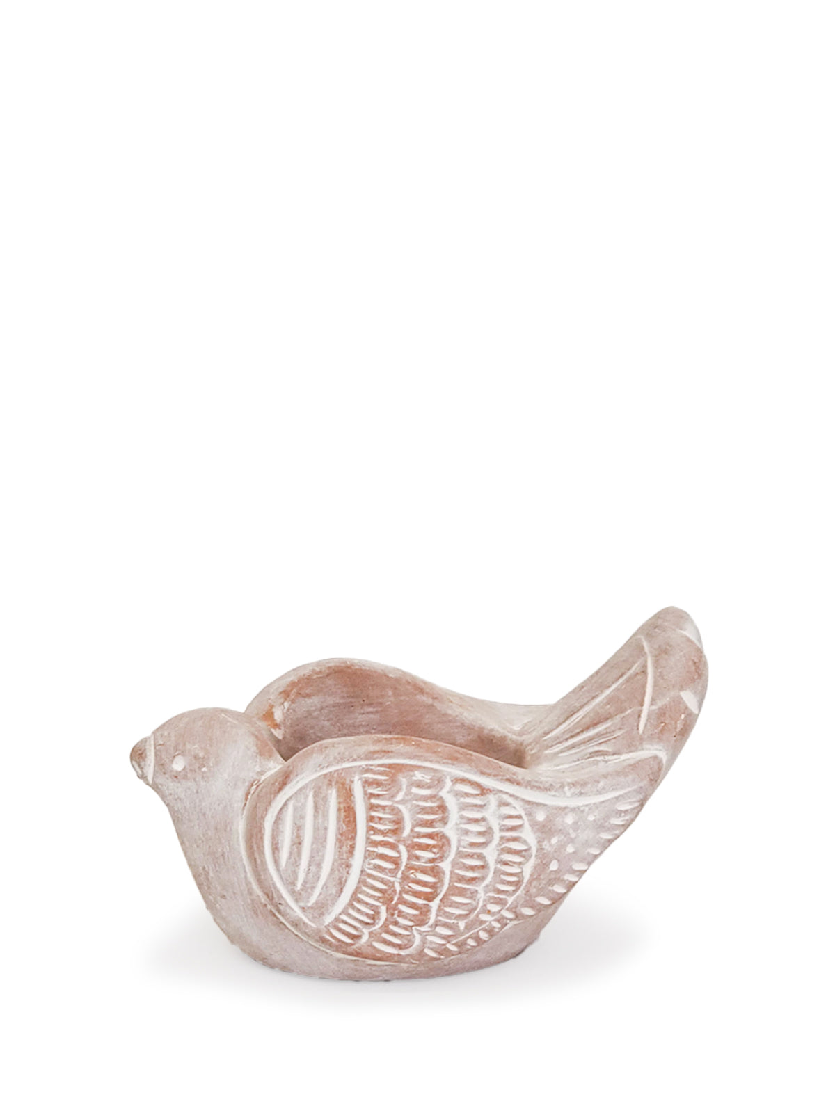 Terracotta Tea Light Candle Holder - Bird in - photo
