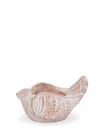 Terracotta Tea Light Candle Holder - Bird in - photo