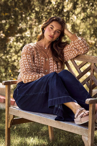 SO ME Soft Chenille Yarn Textur Button Sweater Cardigan in - photo