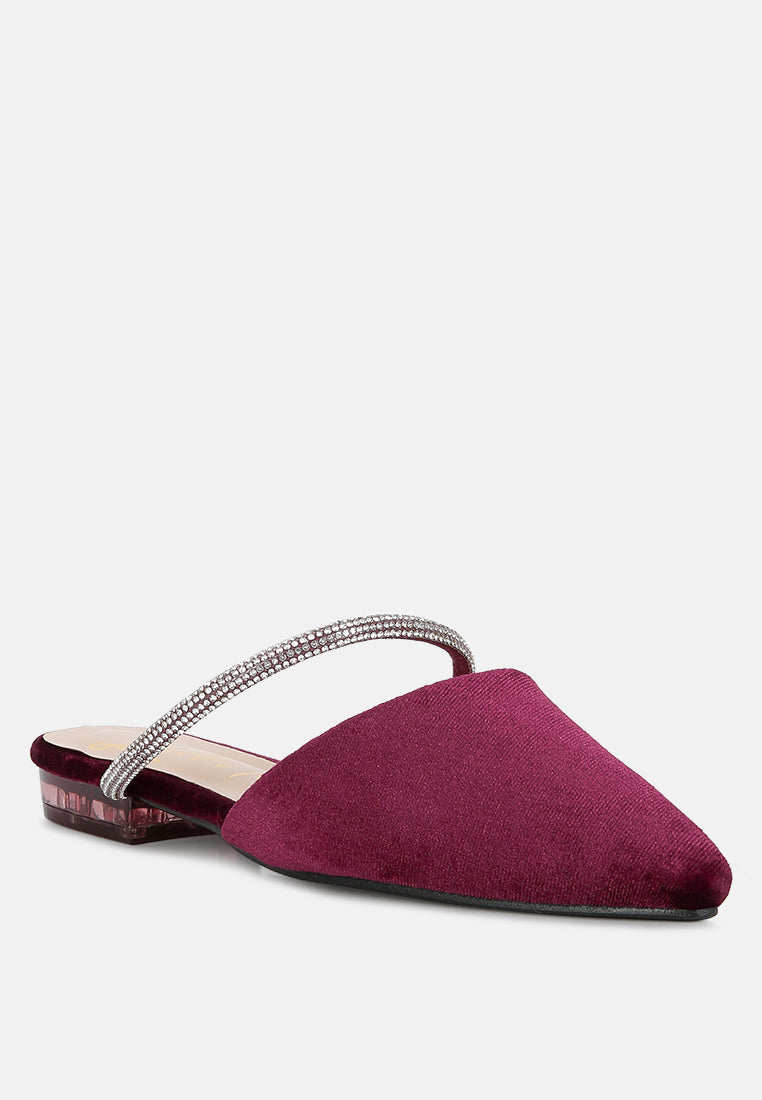Turnon Velvet Diamante Detail Flat Mules in - Flats photo