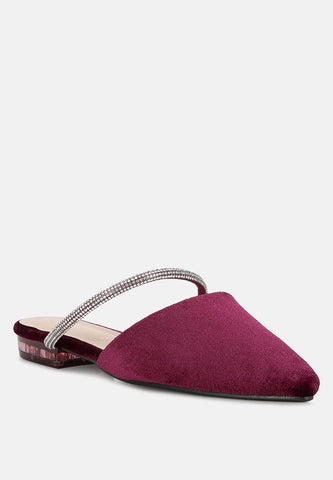 Turnon Velvet Diamante Detail Flat Mules in - Flats photo