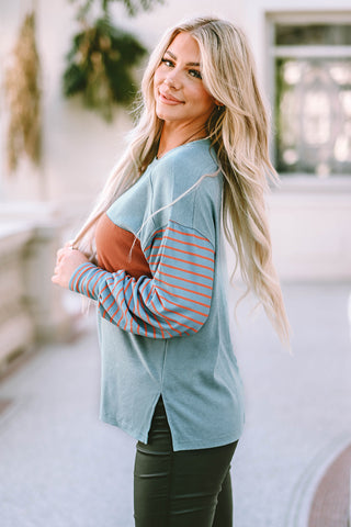 Emma Striped Bishop Sleeve Top in - Tops photo
