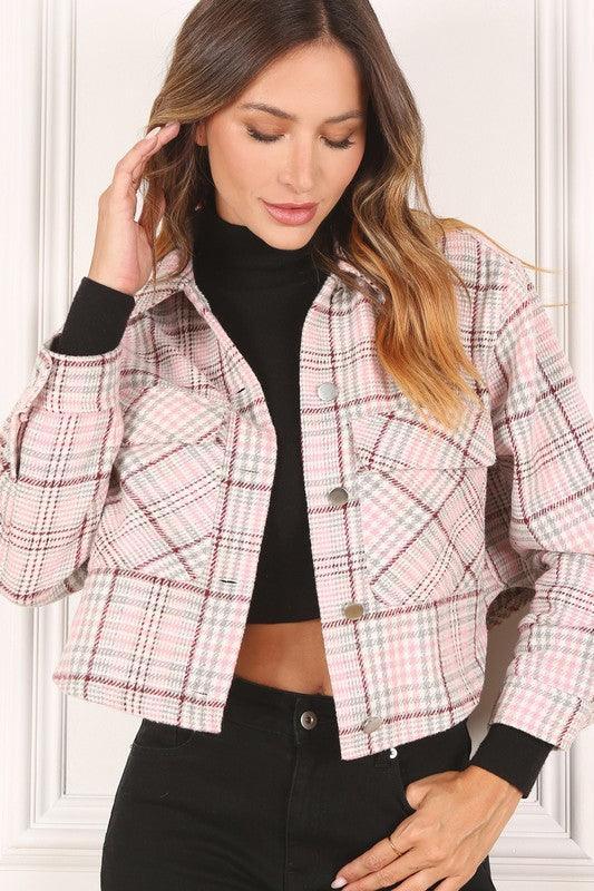 LILOU Plaid Crop Jacket