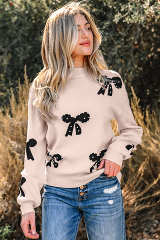 Eleanor Bow Pattern Loose Sweater