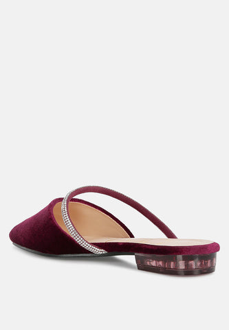 Turnon Velvet Diamante Detail Flat Mules in - Flats photo