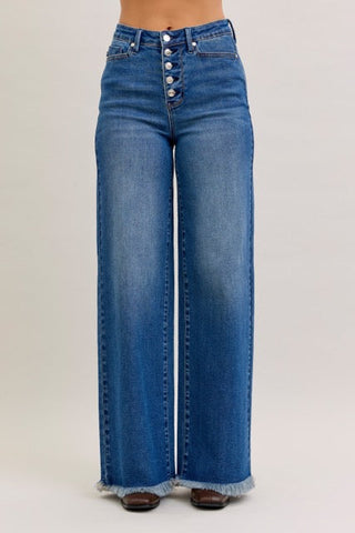 Karla High Waist Column Straight Button-Fly & Back Welt Pkts