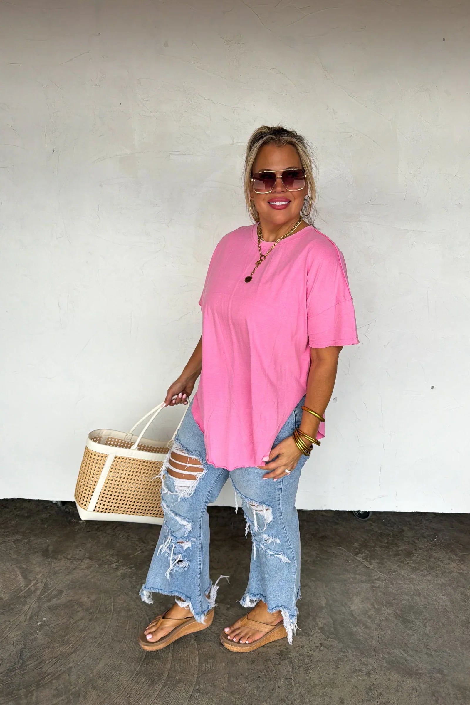 PREORDER: Blakeley Spring Joey Washed Cotton Boyfriend Tee in - Womens photo