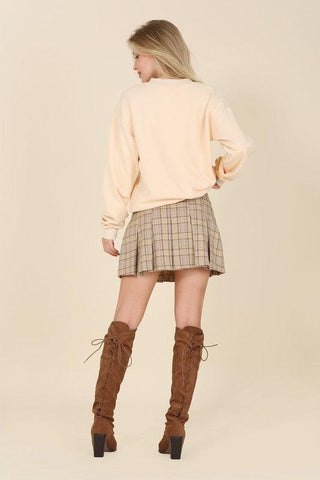 LILOU Plaid Pleated Mini Skirt