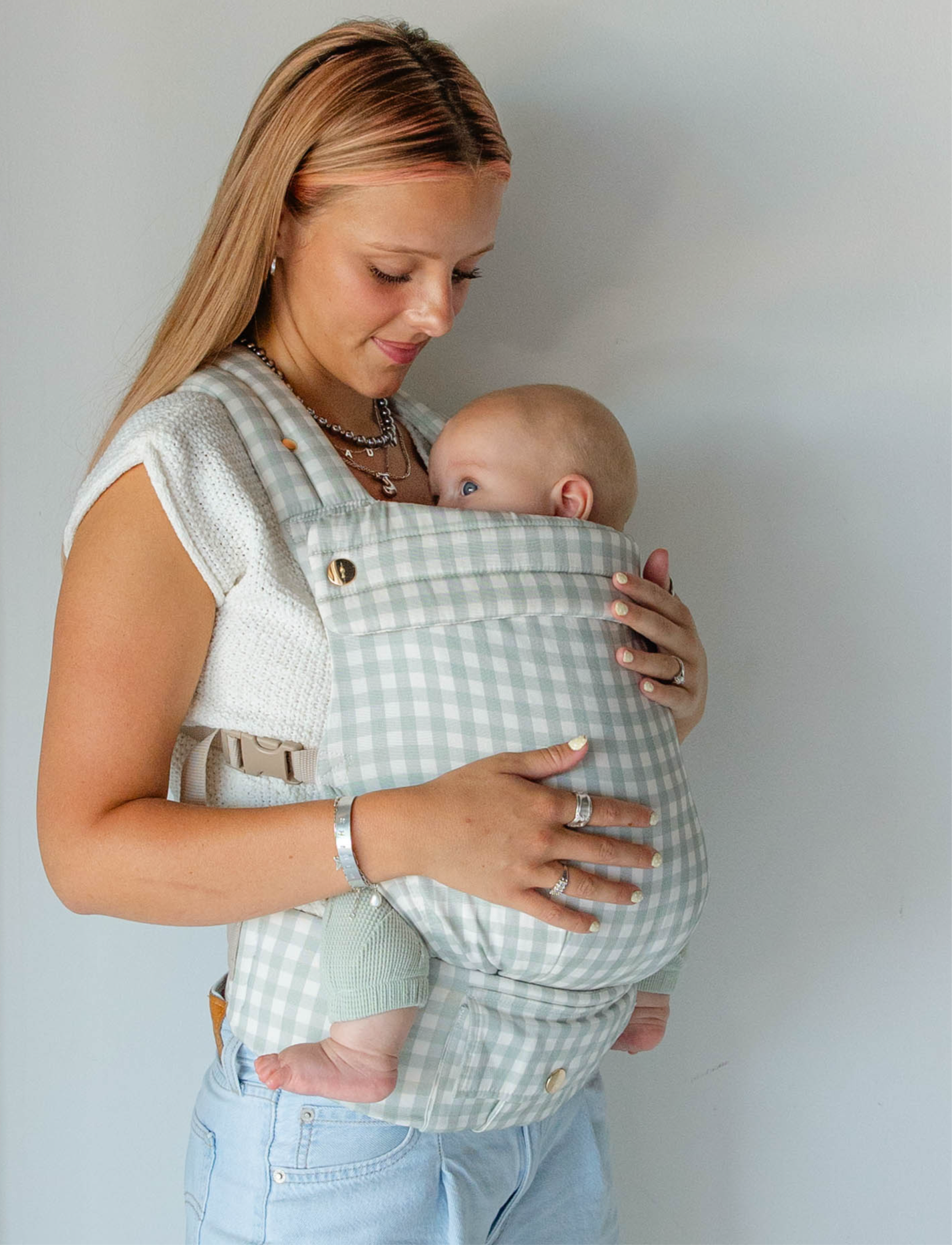 Monroe x Coco Gingham - Cotton Baby Carrier (7-35 lbs) in - Carrier photo