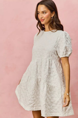 SO ME Floral Jacquard Diagnol Tiered Short Mini Dress in - photo