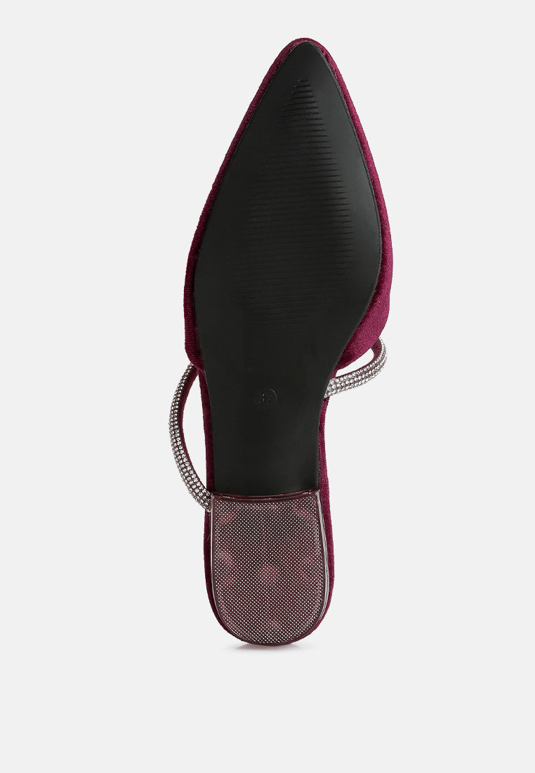 Turnon Velvet Diamante Detail Flat Mules in - Flats photo