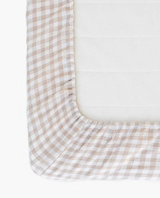 Beige Gingham Crib Sheet