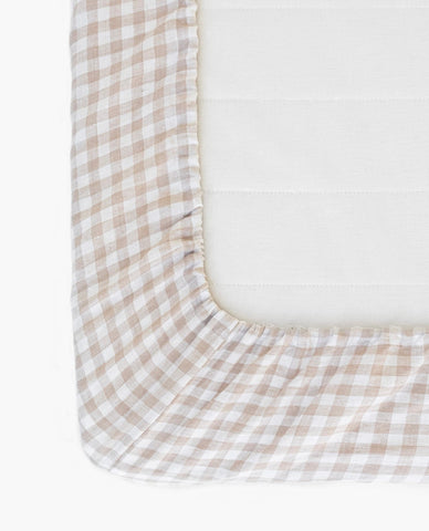 Beige Gingham Crib Sheet