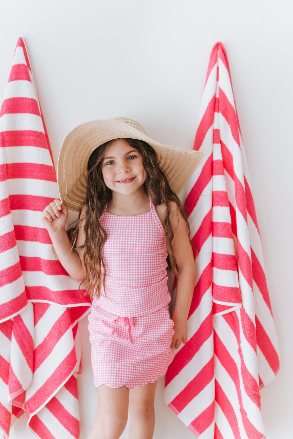 Malibu Pink Gingham Scallop Athletic Set in - Skirts photo
