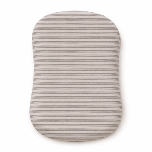 Little Mae & Co. Grey Ivory Stripe Baby Lounger Cover - No Ruffle
